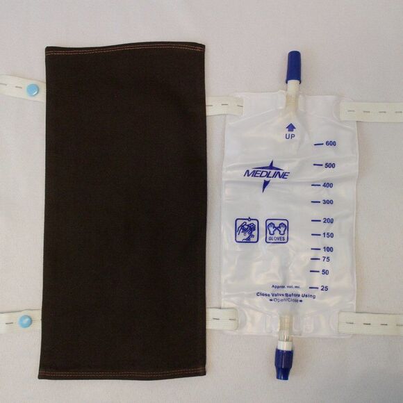 Brown Twill 500mL - 600mL Medline Rusch Uro-Safe Catheter Leg Bag Cover - Picture 1 of 6